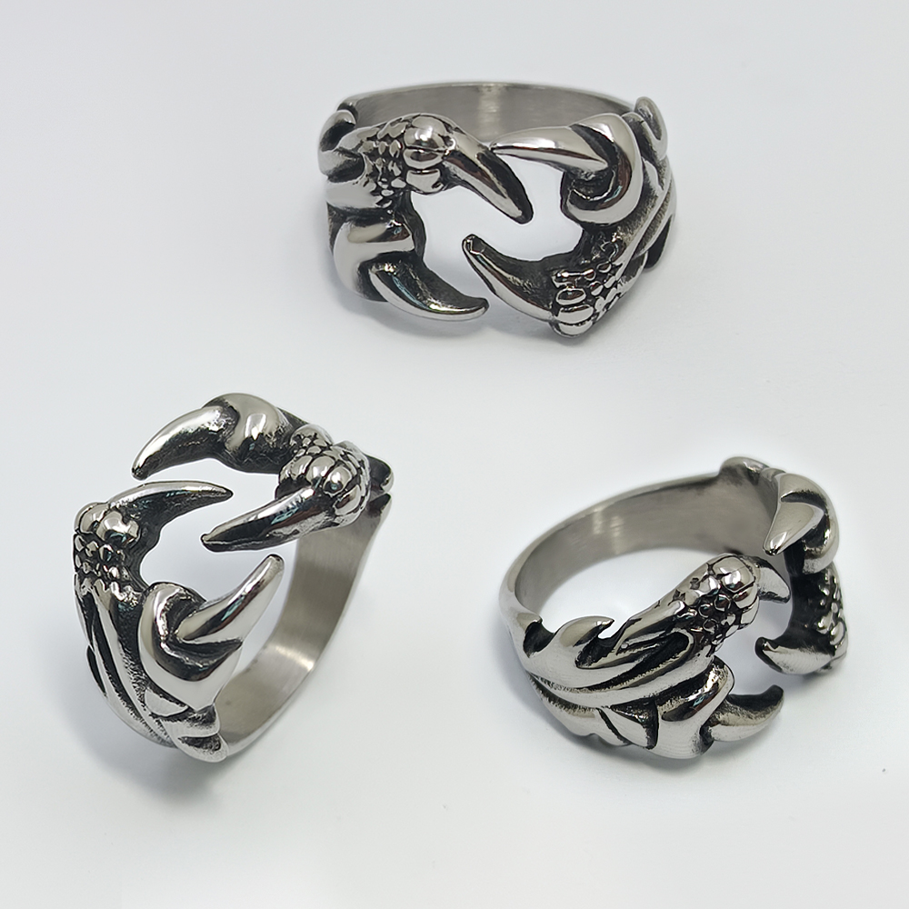 Truegold Alien Krokodil Klaue Polierter Guss Edelstahl Ring