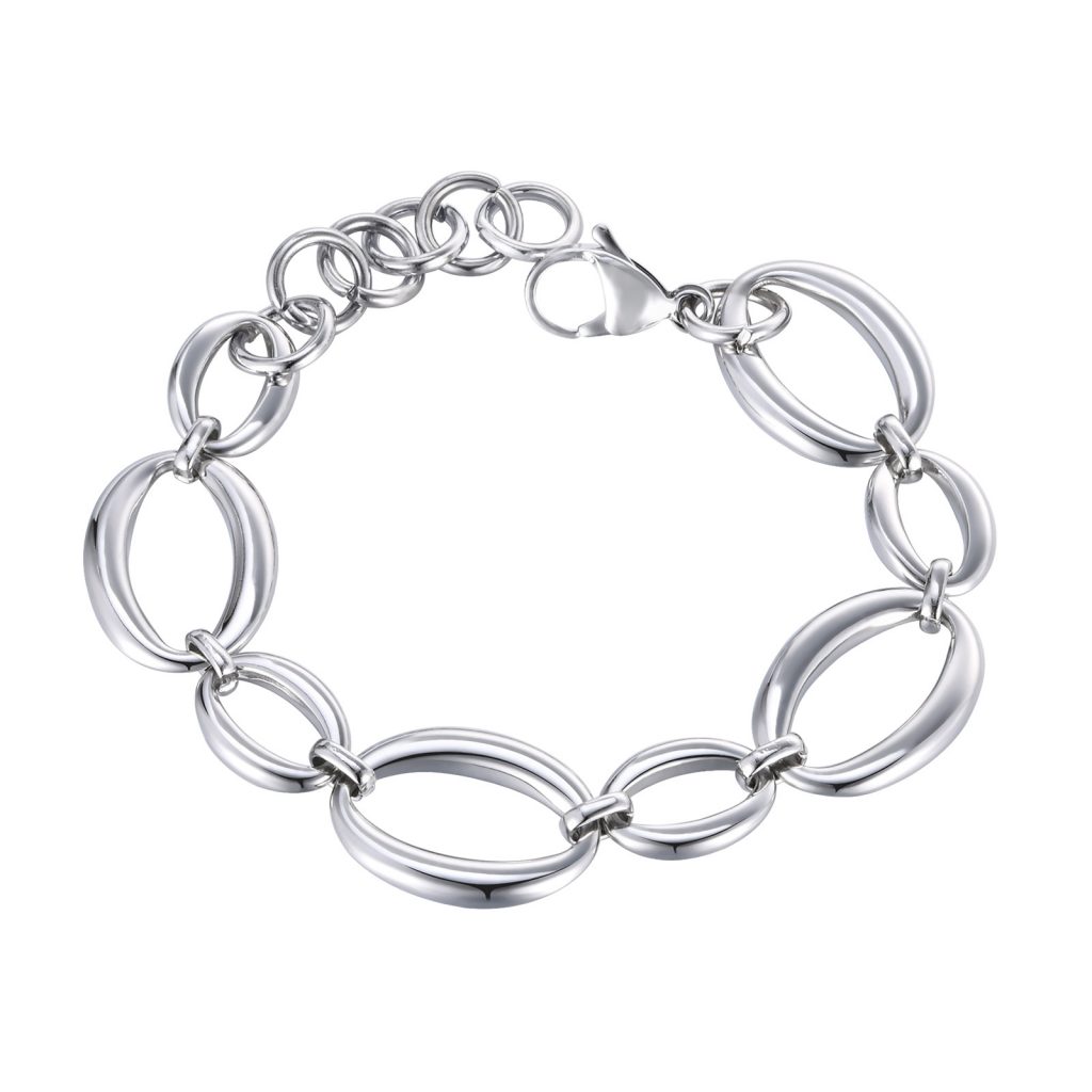 Truegold Edelstahl Unregelmäßiges großes ovales Schlaufen-Kettengliederarmband